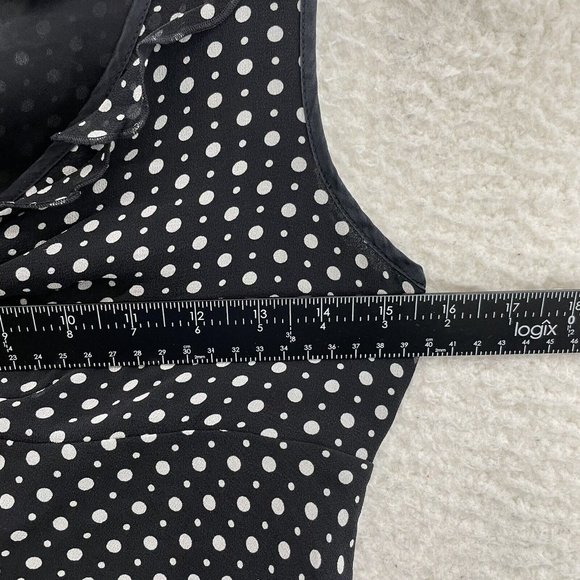 Express Black White Polka Dot 100% Silk Mesh Sleeveless Blouse Womens 4 S Small - Picture 7 of 9